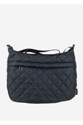 Quilted Pattern Lightweight Nylon Bag Black