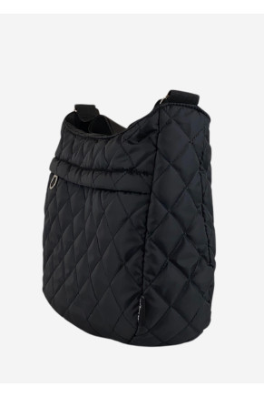 Quilted Pattern Lightweight Nylon Bag Black