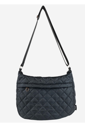 Quilted Pattern Lightweight Nylon Bag Black