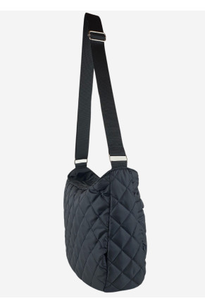 Quilted Pattern Lightweight Nylon Bag Black