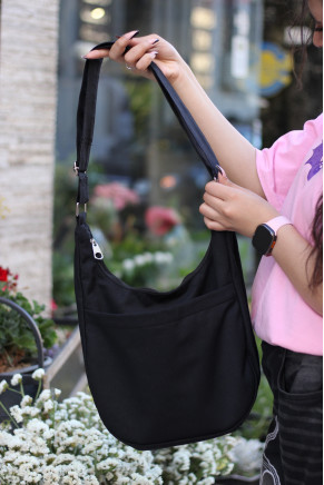 Crescent Canvas Bag Black