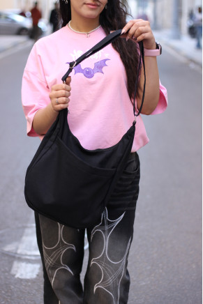 Crescent Canvas Bag Black